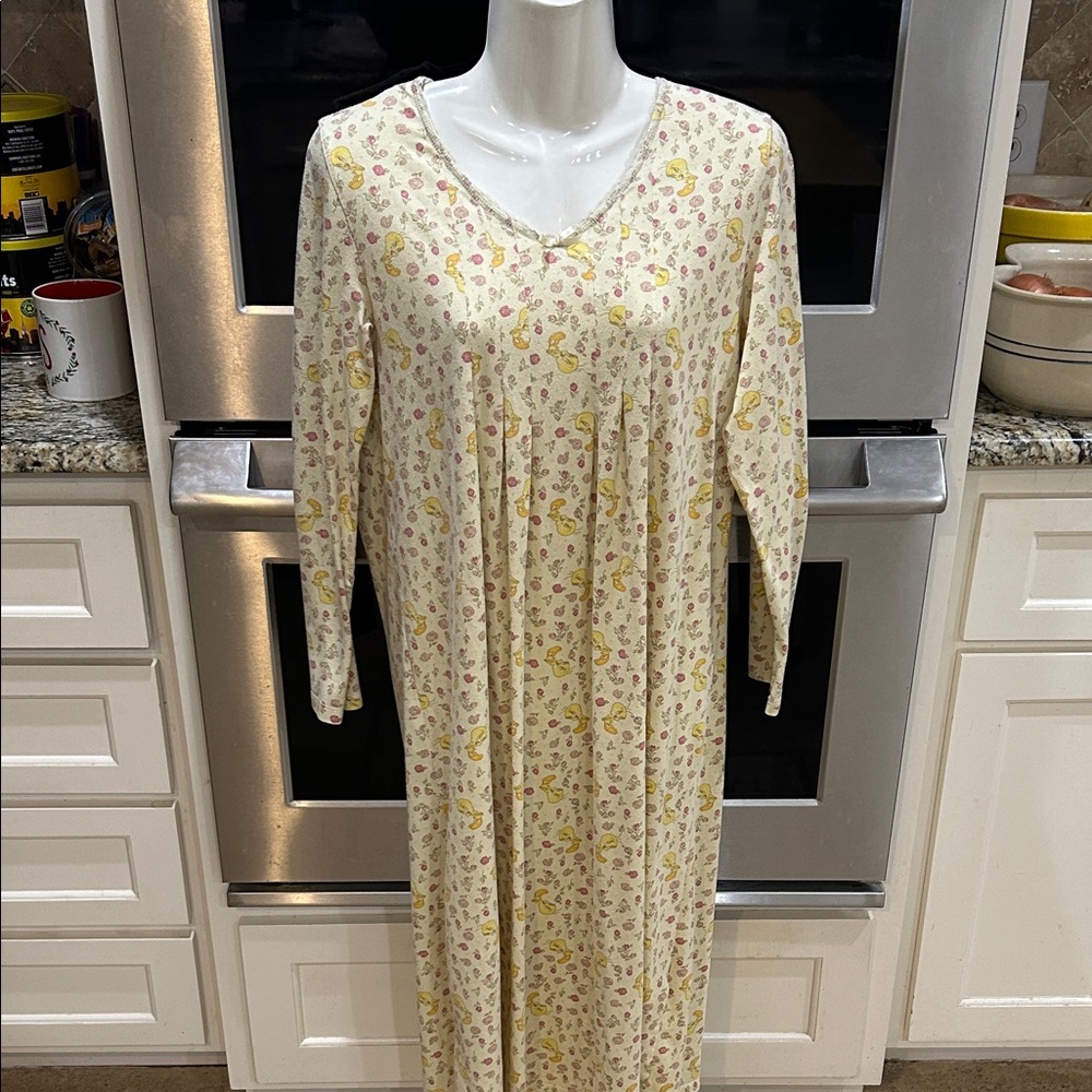 Floral tweety Bird Long Sleeve Nightgown